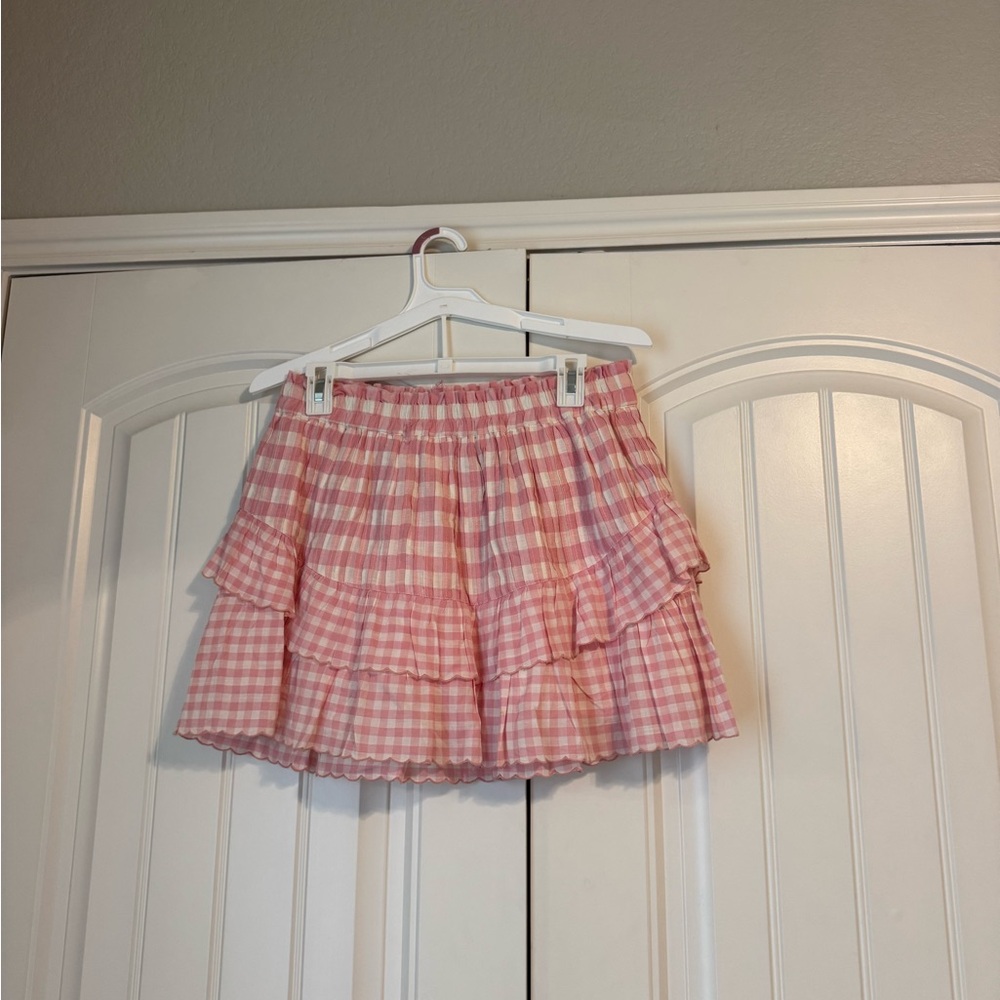 Love Shack Fancy Pink Gingham Skirt